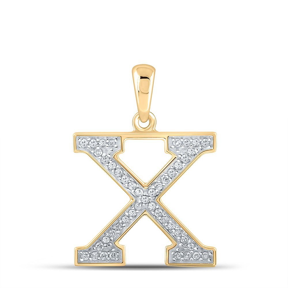 10kt Yellow Gold Diamond Initial X Letter Pendant - A Radiant Reflection of Individuality - Splendid Jewellery