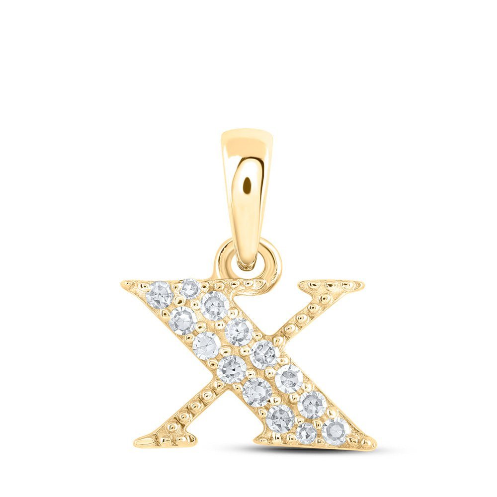 10kt Yellow Gold Diamond Initial X Pendant - Personalized Elegance and Dazzling Brilliance - Splendid Jewellery