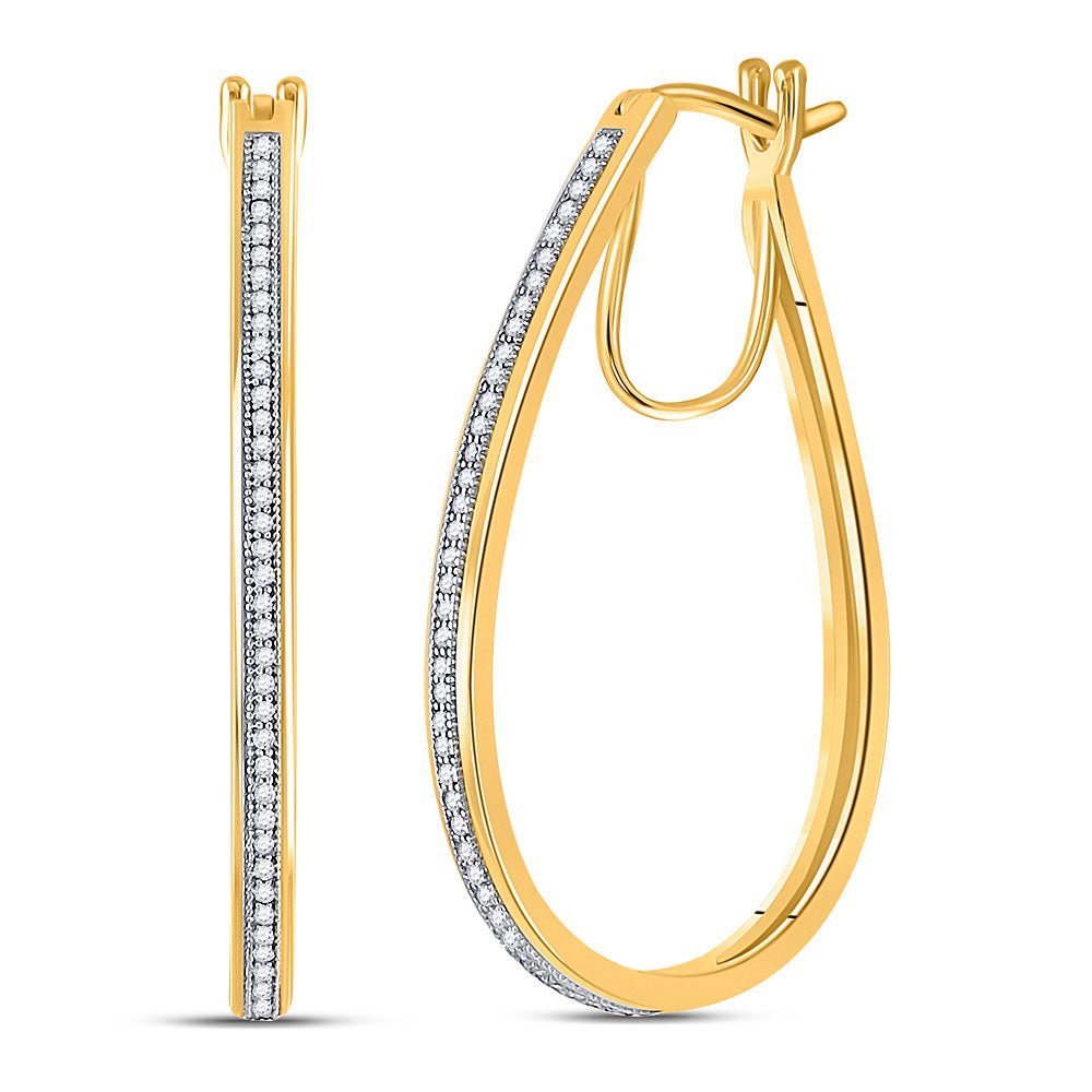 10kt Yellow Gold Diamond Oblong Hoop Earrings: A Timeless Sparkle - Splendid Jewellery