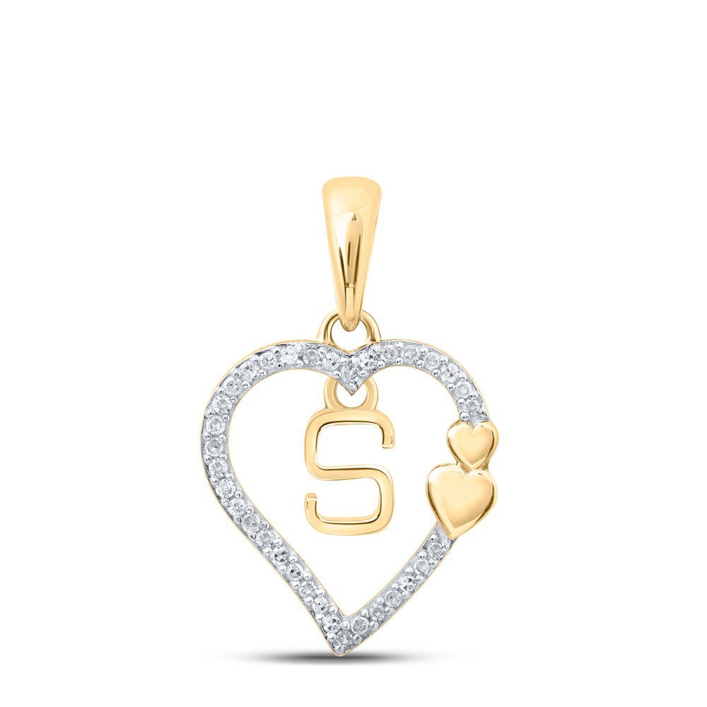 10kt Yellow Gold Diamond S - Shape Initial Pendant - A Captivating Symbol of Elegance and Individuality - Splendid Jewellery