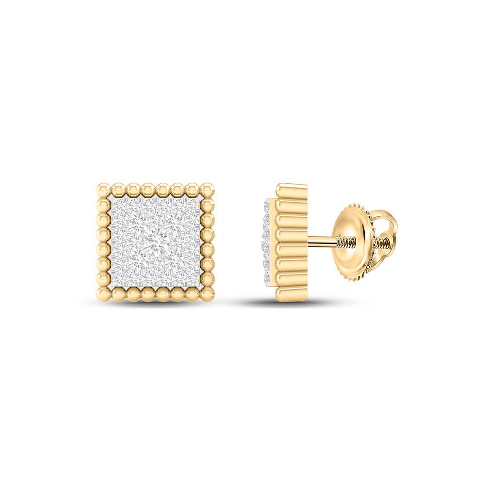 10kt Yellow Gold Diamond Square Earrings - Timeless Elegance in Gold - Splendid Jewellery