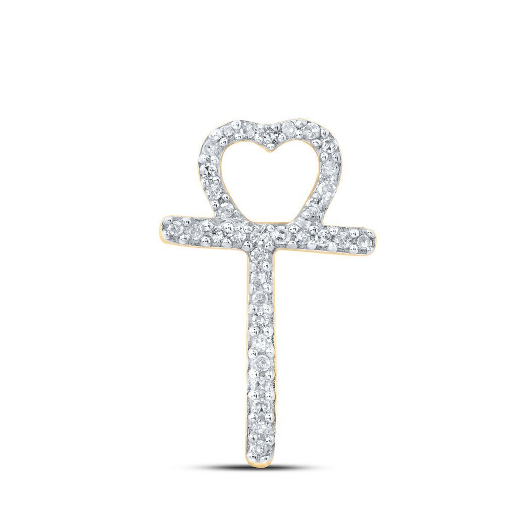10kt Yellow Gold Diamond T Heart Letter Pendant - A Symbol of Love and Elegance - Splendid Jewellery