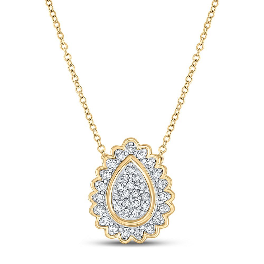 10kt Yellow Gold Diamond Teardrop Cluster Pendant - A Captivating Elegance - Splendid Jewellery