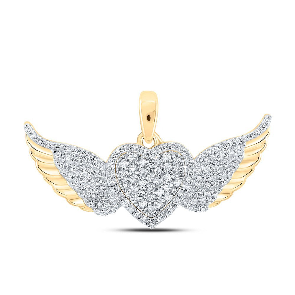 10kt Yellow Gold Diamond Wing Heart Pendant: A Mesmerizing Symbol of Love and Freedom - Splendid Jewellery