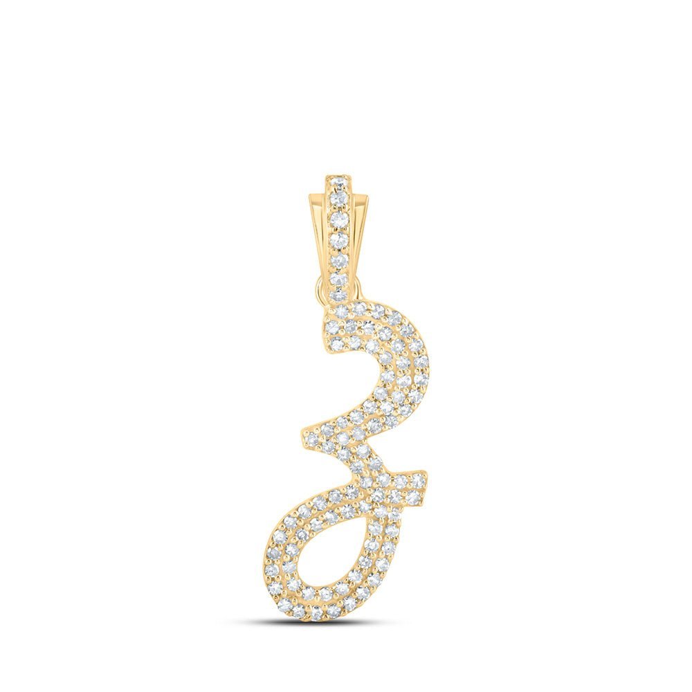10kt Yellow Gold Diamond Z Cursive Initial Pendant - A Dazzling Statement of Elegance - Splendid Jewellery