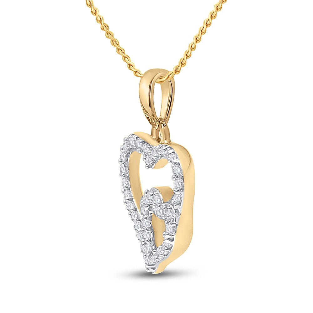 10kt Yellow Gold Double Heart Diamond Pendant - Symbol of Eternal Love - Splendid Jewellery