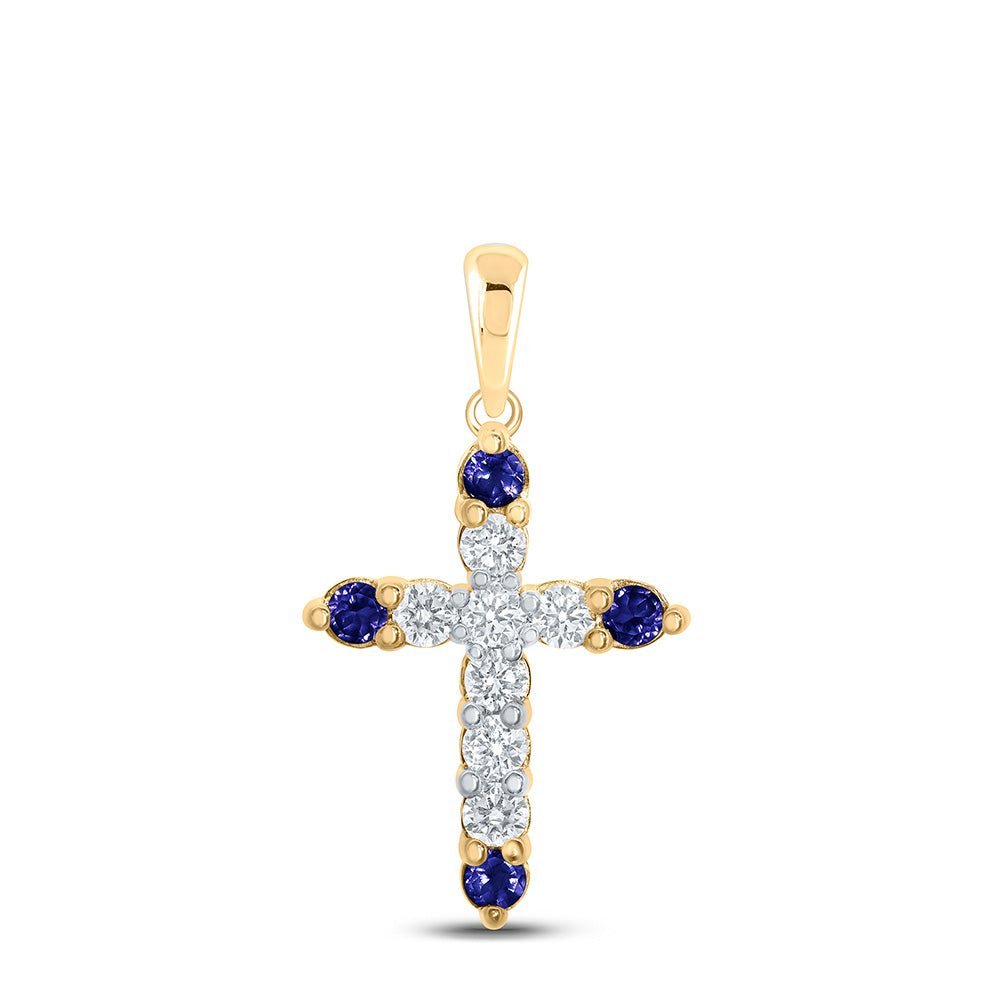 10kt Yellow Gold Gemstone Cross Pendant: A Mesmerizing Blend of Elegance and Spirituality - Splendid Jewellery