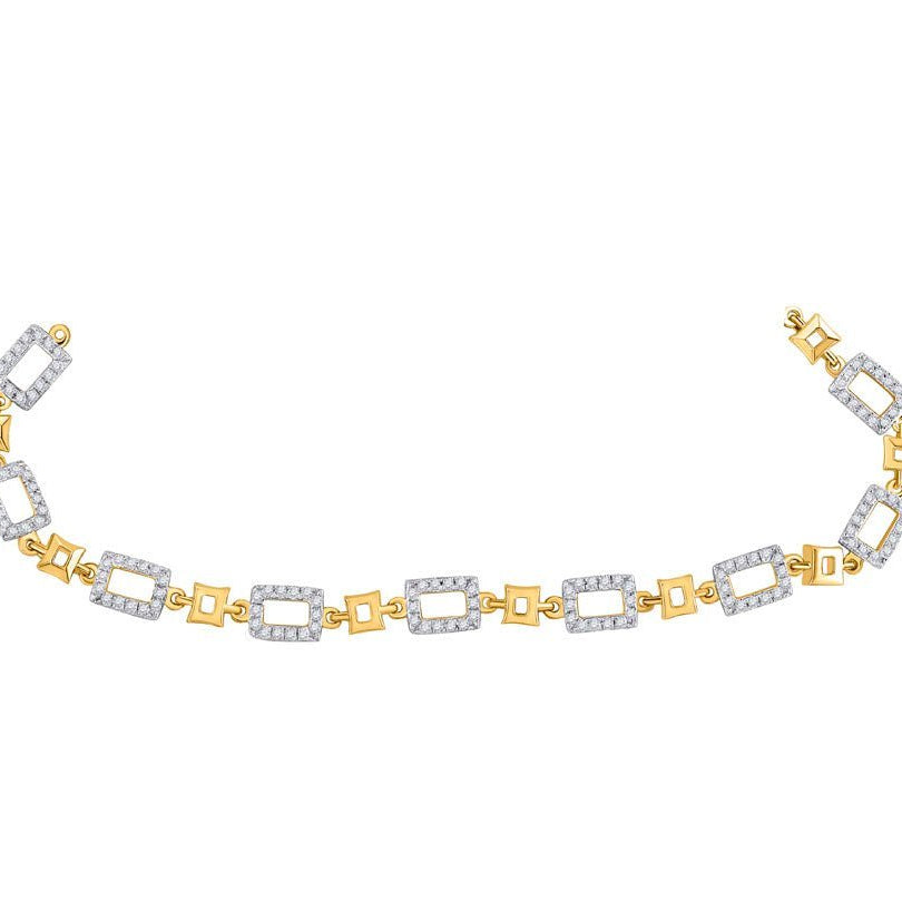 10kt Yellow Gold Geometric Link Diamond Bracelet - 3/4 Cttw | Splendid Jewellery - Splendid Jewellery