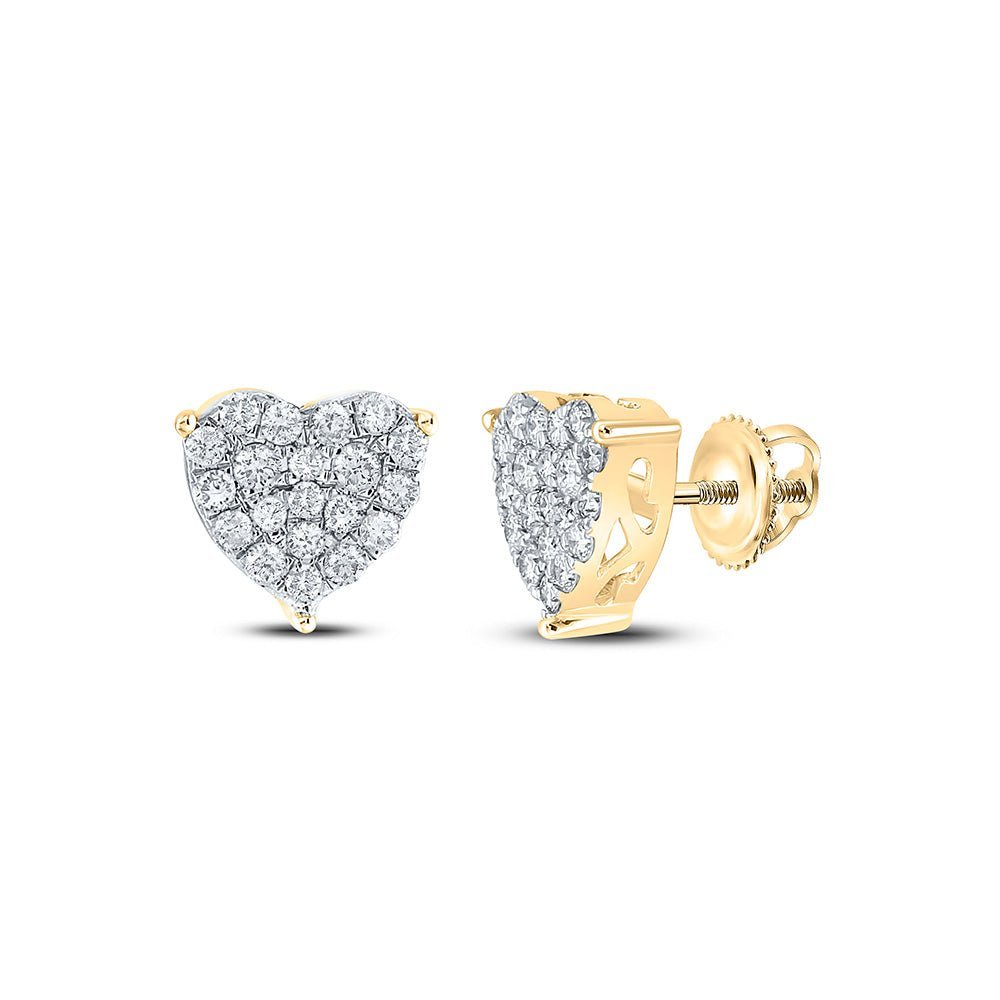 10kt Yellow Gold Heart Diamond Earrings: Captivating Romance and Sparkling Elegance - Splendid Jewellery