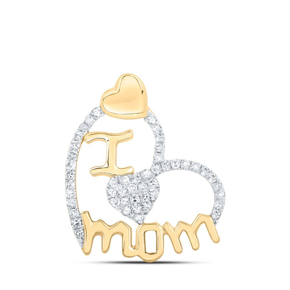 10kt Yellow Gold Heart of Love Diamond Pendant for Mom - Splendid Jewellery