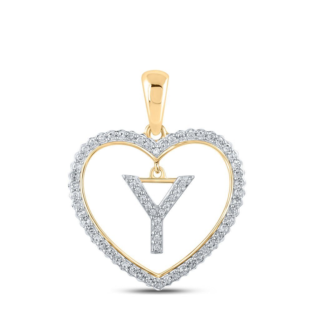 10kt Yellow Gold Heart - Shaped Diamond Initial Pendant - Splendid Jewellery