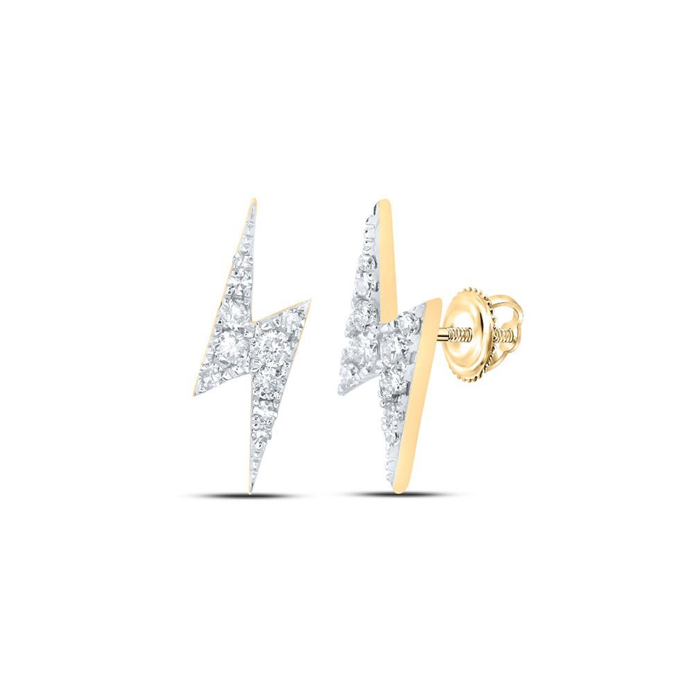 10kt Yellow Gold Lightning Bolt Diamond Stud Earrings - 1/6 Cttw - Splendid Jewellery