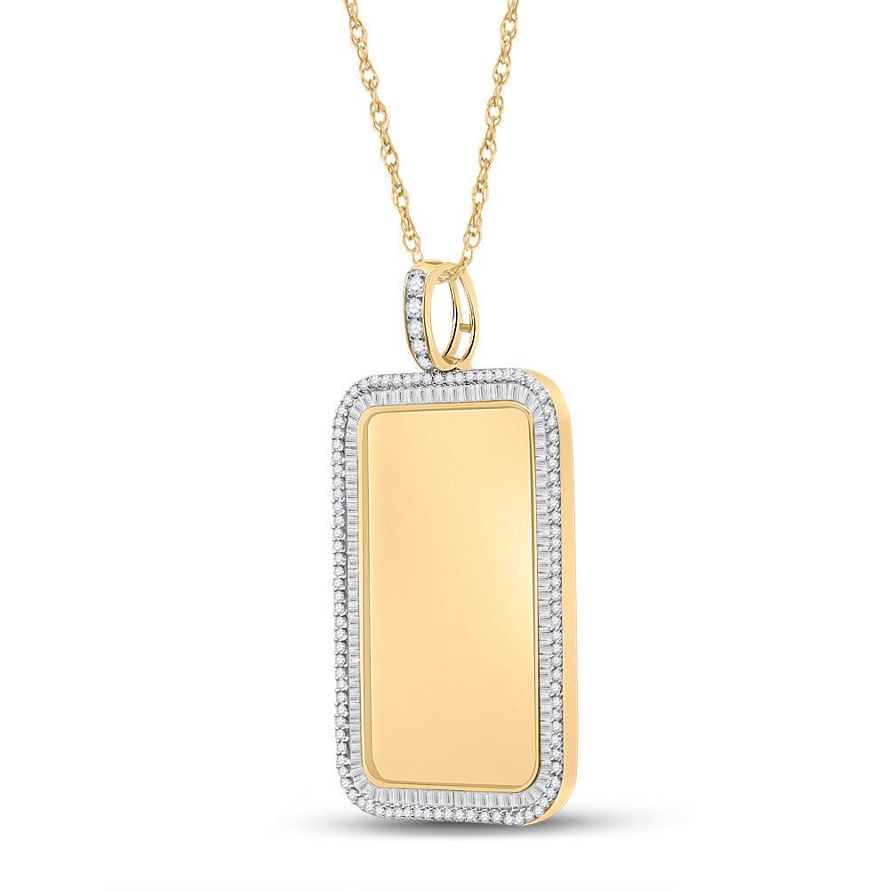 10kt Yellow Gold Men's Baguette Diamond Dog Tag Pendant - 2 Cttw | Splendid Jewellery - Splendid Jewellery
