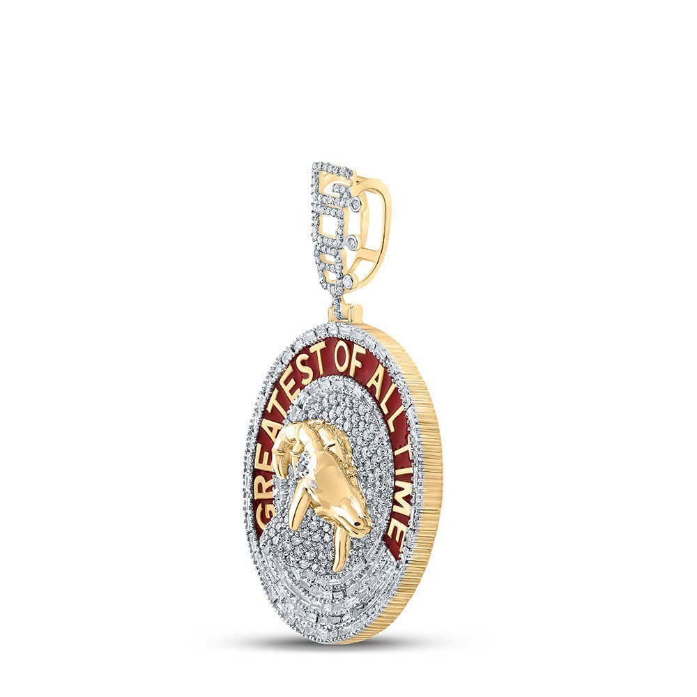 10kt Yellow Gold Men's Baguette Diamond GOAT Charm Pendant - 1 - 7/8 Cttw | Splendid Jewellery - Splendid Jewellery