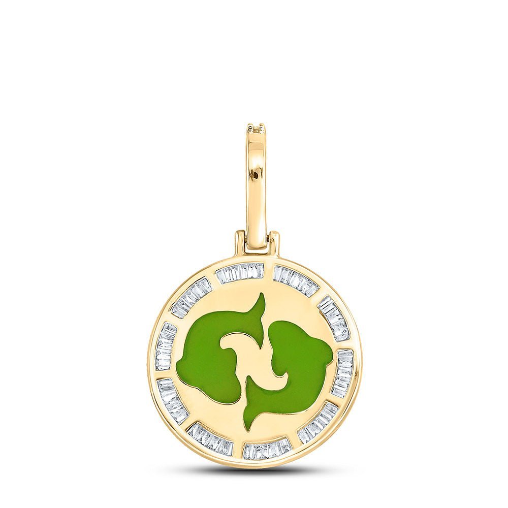 10kt Yellow Gold Men's Baguette Diamond Pisces Charm Pendant - 5/8 Cttw - Splendid Jewellery