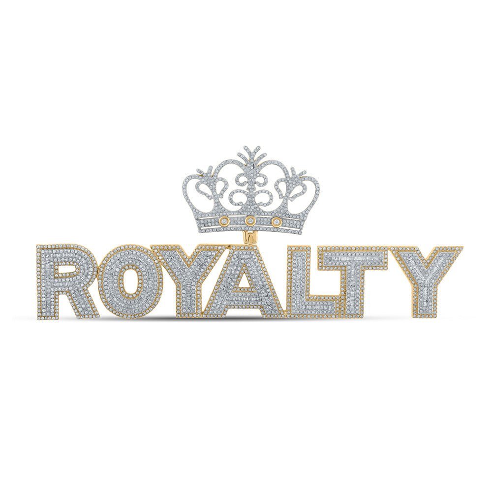 10kt Yellow Gold Men's Baguette Diamond Royalty Crown Charm Pendant - 4 - 5/8 Cttw | Splendid Jewellery - Splendid Jewellery