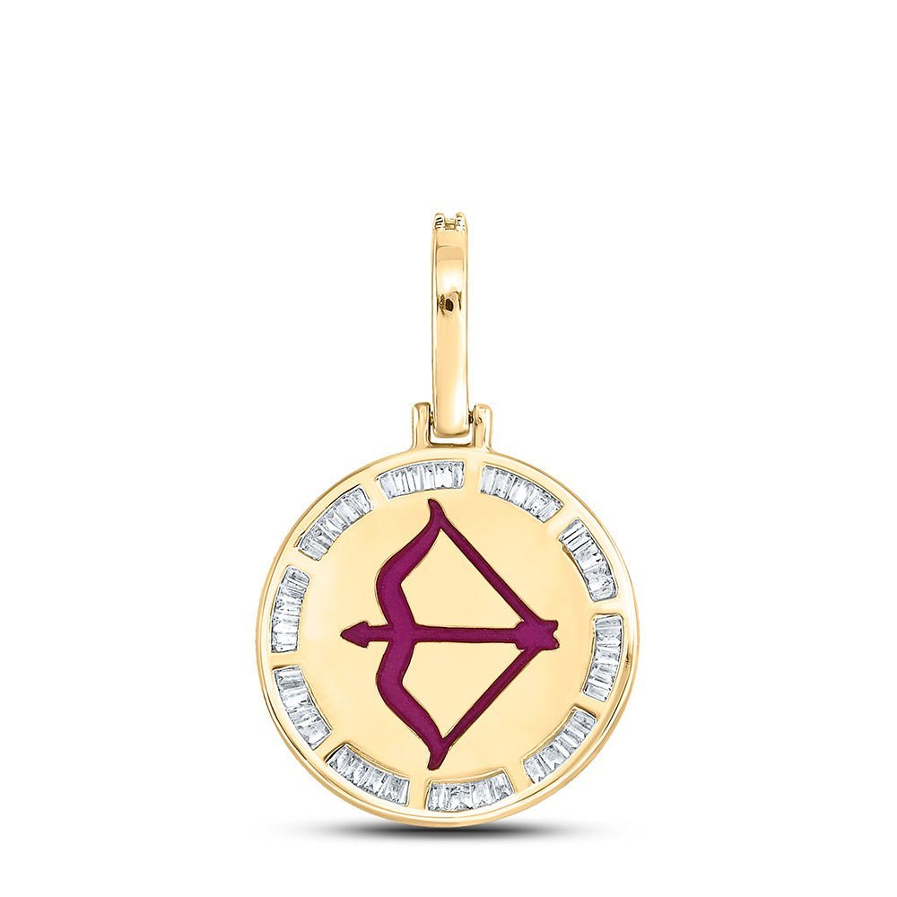 10kt Yellow Gold Men's Baguette Diamond Sagittarius Charm Pendant 1/2 Cttw | Splendid Jewellery - Splendid Jewellery