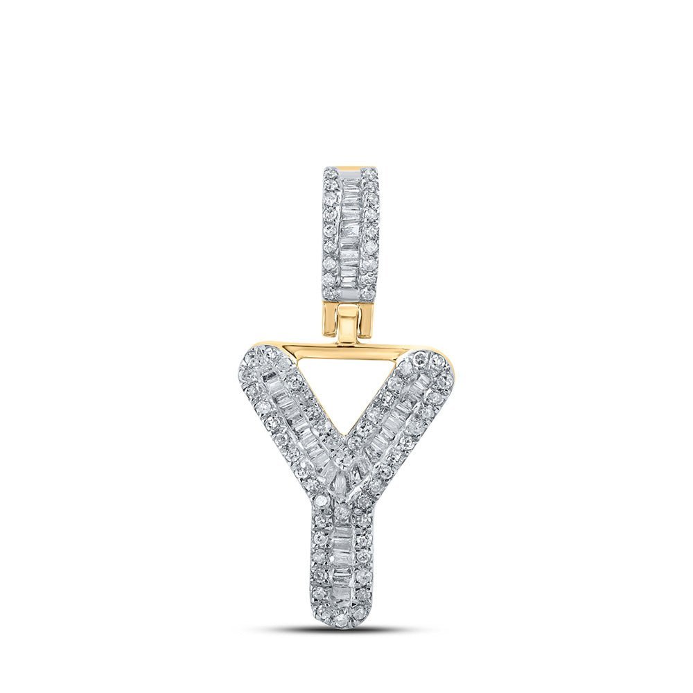 10kt Yellow Gold Men's Baguette Diamond Y Initial Pendant 1/3 Cttw - A Dazzling Statement Piece by Splendid Jewellery - Splendid Jewellery