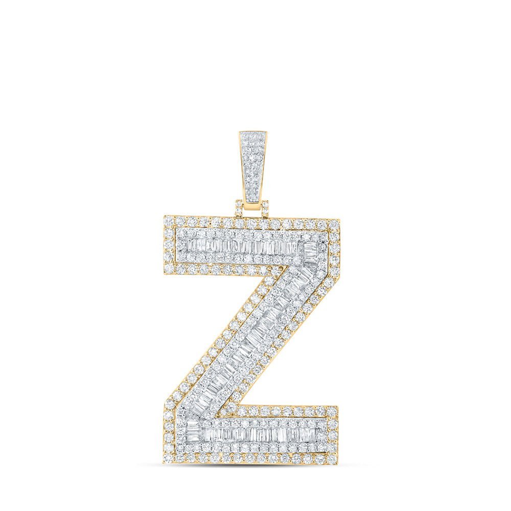 10kt Yellow Gold Men's Baguette Diamond Z Initial Letter Charm Pendant - 5 - 1/2 Cttw | Splendid Jewellery - Splendid Jewellery