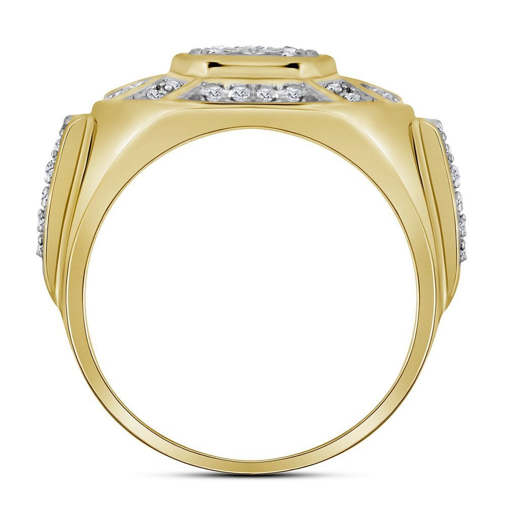 10kt Yellow Gold Men's Circle Cluster Diamond Ring - 1/2 Cttw | Splendid Jewellery - Splendid Jewellery