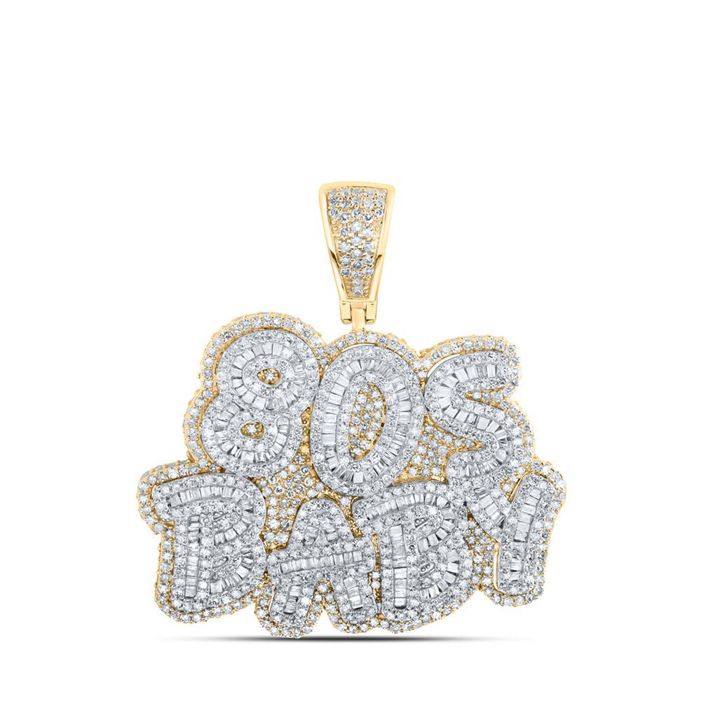 10kt Yellow Gold Men's Diamond 90s BABY Phrase Charm Pendant - 3 - 1/4 Cttw - Splendid Jewellery