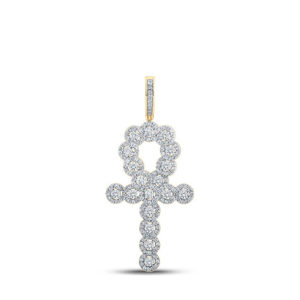 10kt Yellow Gold Men's Diamond Ankh Cross Pendant - 1 Cttw | Splendid Jewellery - Splendid Jewellery