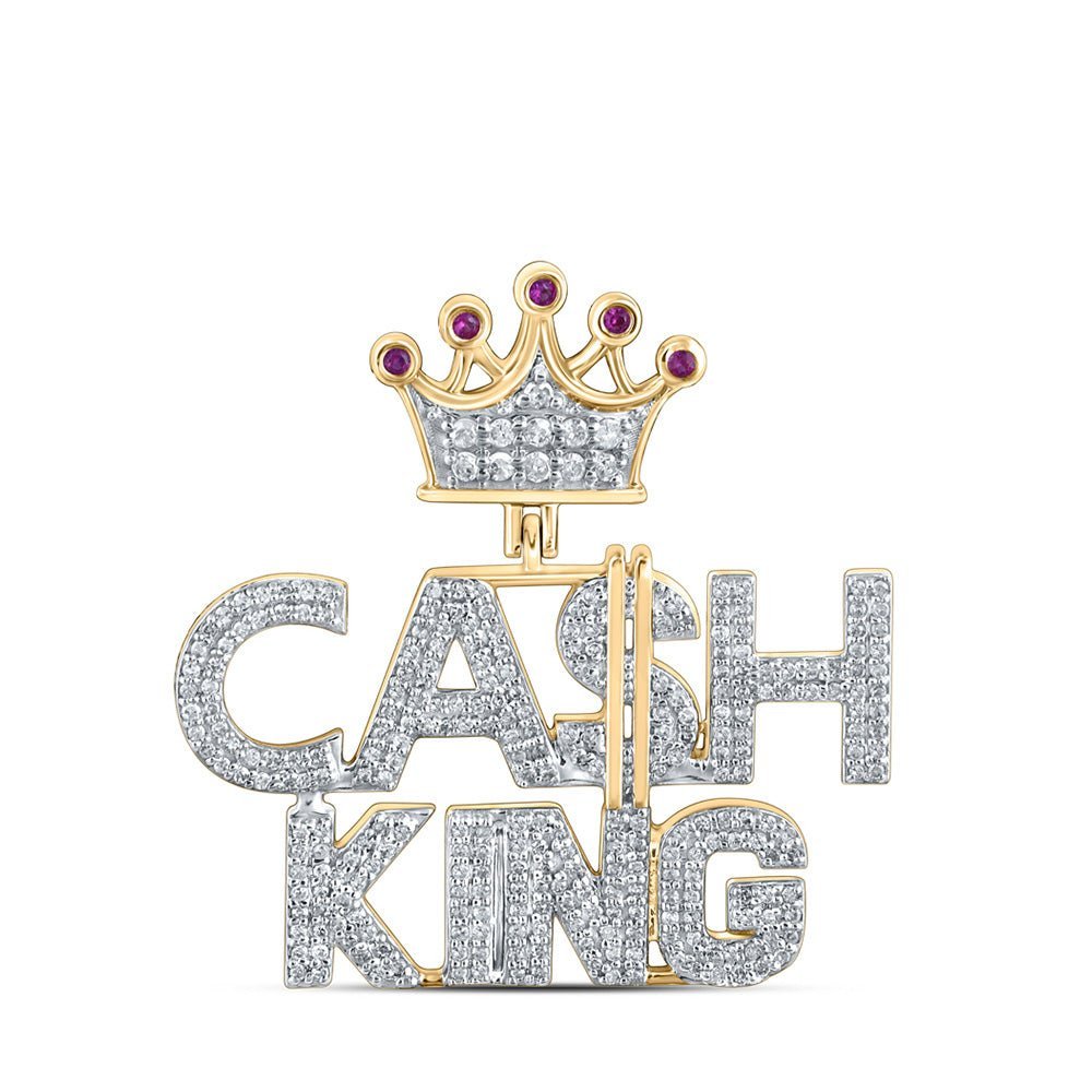 10kt Yellow Gold Men's Diamond Cash King Crown Charm Pendant - 1/2 Cttw - Splendid Jewellery