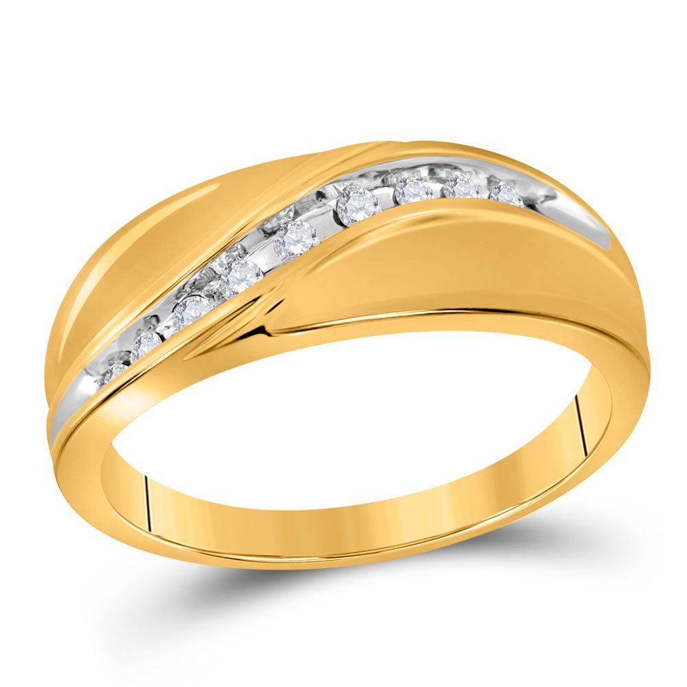 10kt Yellow Gold Men's Diamond Channel Band Ring - Sleek Elegance - Splendid Jewellery