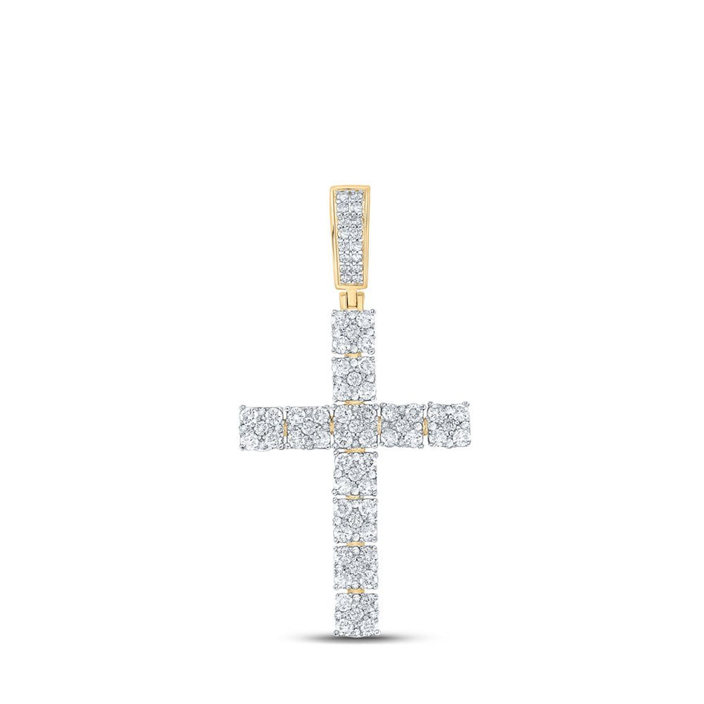 10kt Yellow Gold Men's Diamond Cross Charm Pendant - 1 - 1/2 Cttw | Splendid Jewellery - Splendid Jewellery