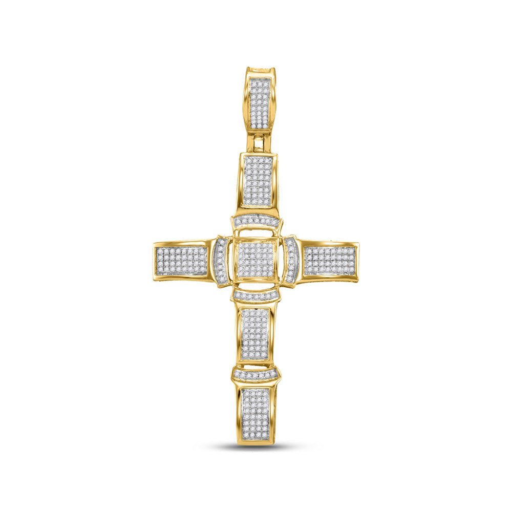 10kt Yellow Gold Men's Diamond Cross Charm Pendant - 1/2 Cttw - Splendid Jewellery