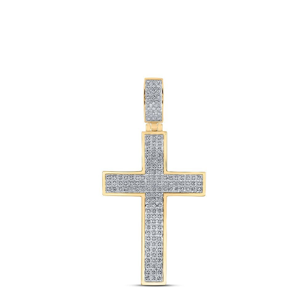 10kt Yellow Gold Men's Diamond Cross Charm Pendant - 1/2 Cttw - Splendid Jewellery