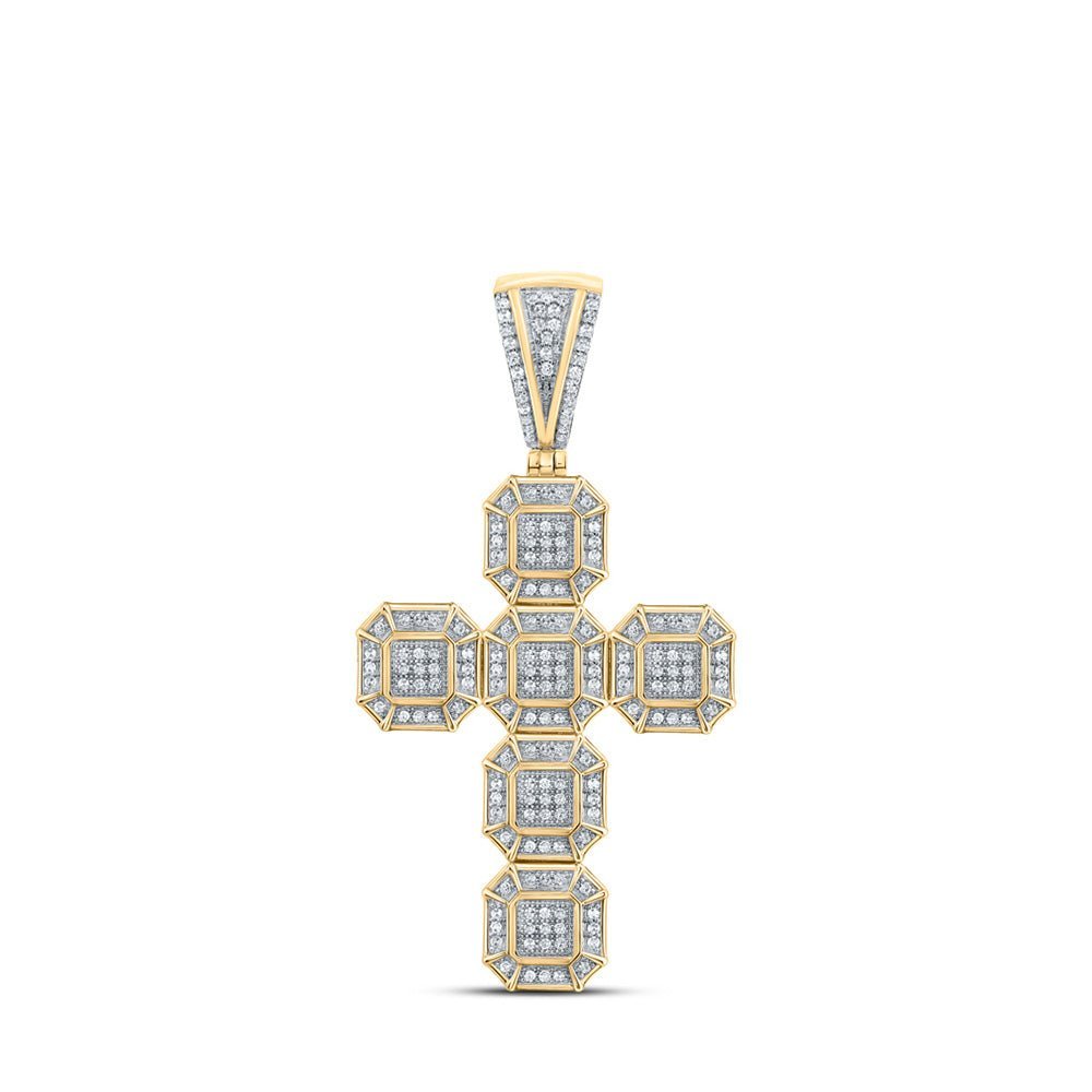 10kt Yellow Gold Men's Diamond Cross Pendant - 1/2 Ct.t.w. - Splendid Jewellery