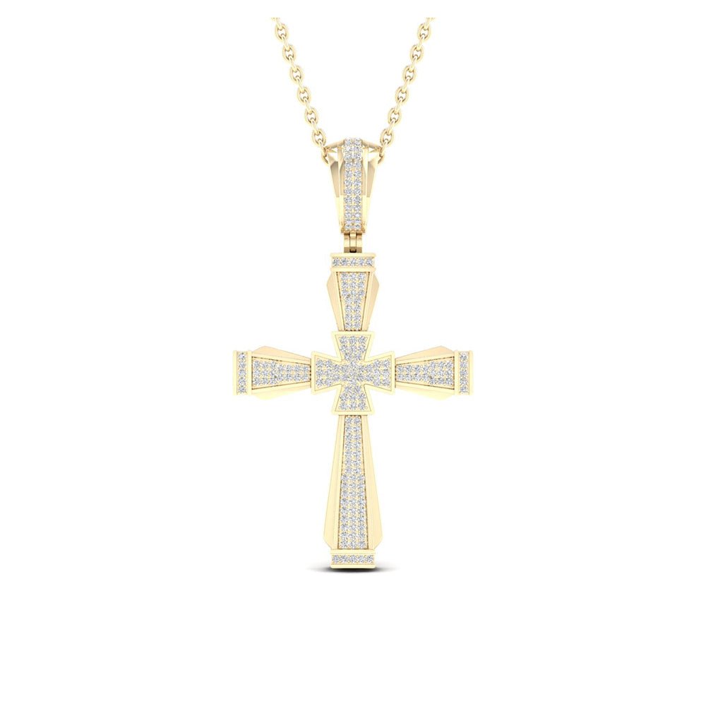 10kt Yellow Gold Men's Diamond Cross Pendant - 1/2 Cttw - Splendid Jewellery
