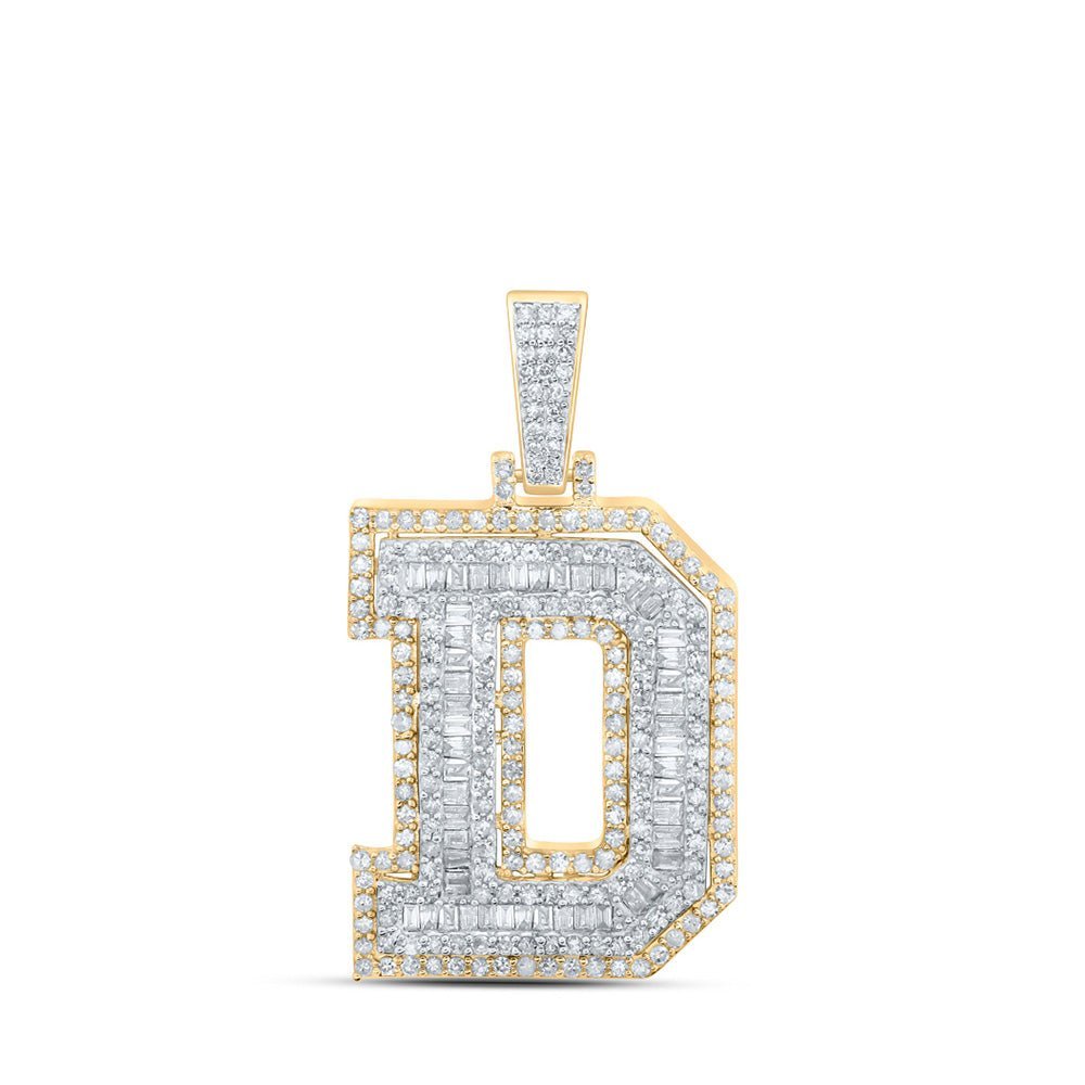 10kt Yellow Gold Men's Diamond D Initial Letter Charm Pendant - 1 Cttw - Splendid Jewellery - Splendid Jewellery