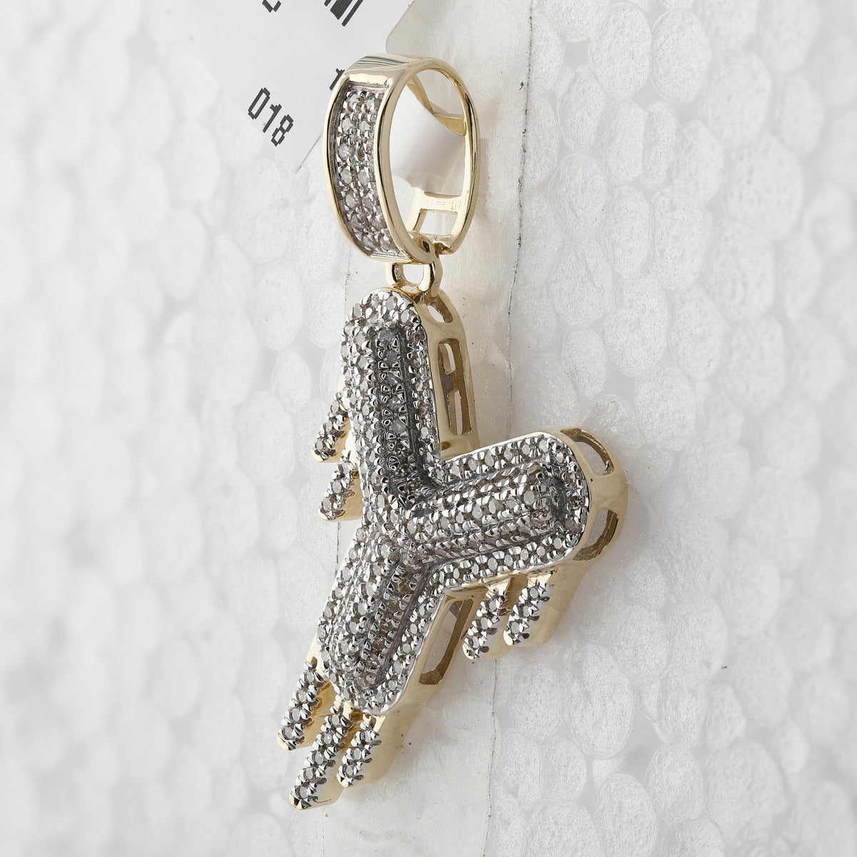 10kt Yellow Gold Men's Diamond Drip Y Letter Charm Pendant - A Captivating Statement Piece - Splendid Jewellery