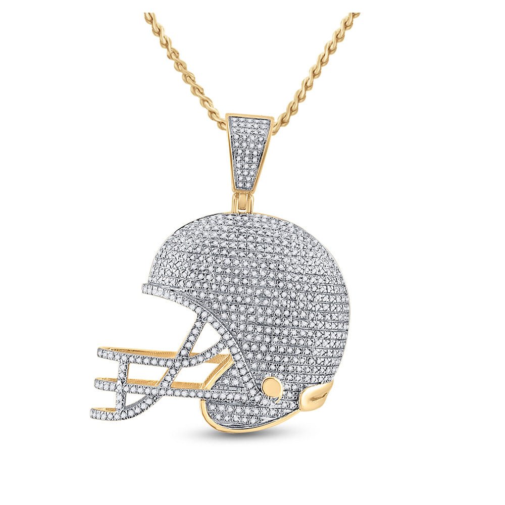 10kt Yellow Gold Men's Diamond Football Helmet Charm Pendant - 3/4 Ct.t.w. - Splendid Jewellery