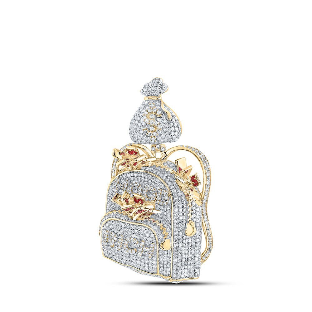 10kt Yellow Gold Men's Diamond Hood Rich Sack Charm Pendant - 2 - 7/8 Cttw | Splendid Jewellery - Splendid Jewellery