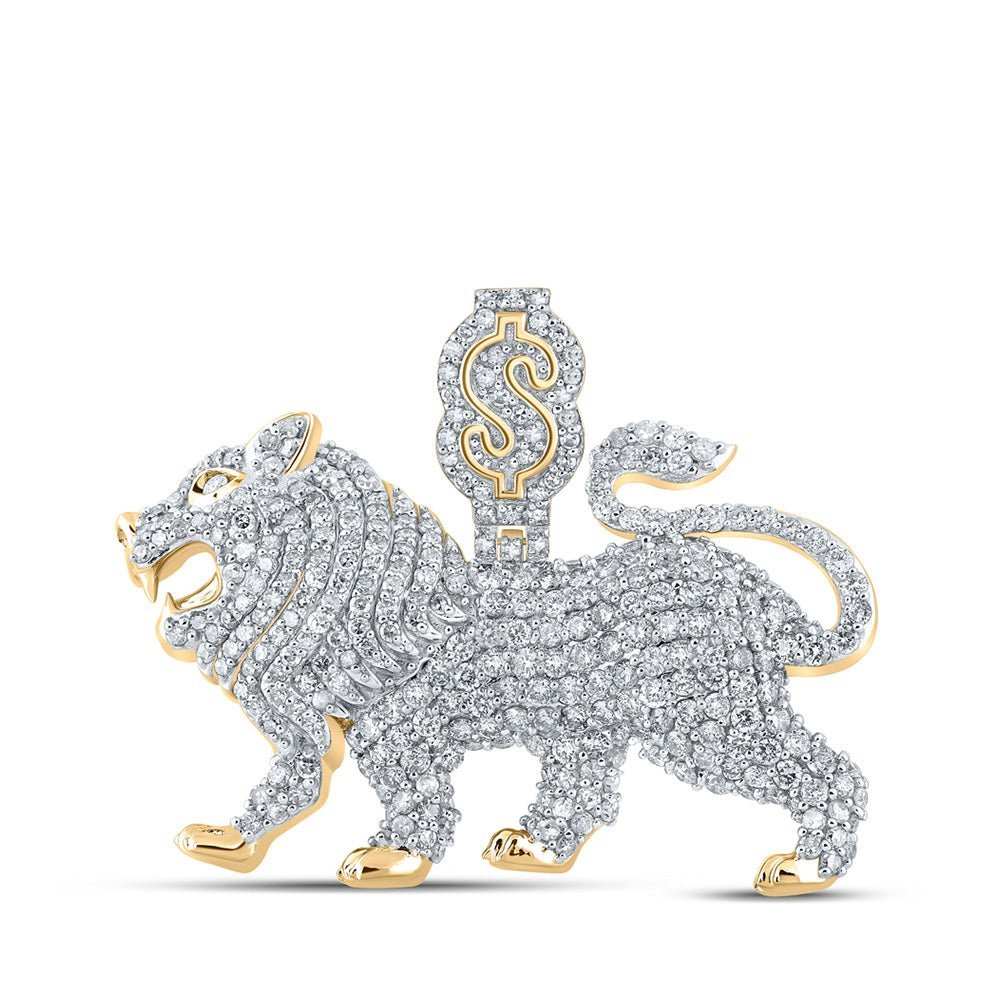 10kt Yellow Gold Men's Diamond Lion Dollar Sign Charm Pendant - 2 - 3/4 Cttw | Splendid Jewellery - Splendid Jewellery