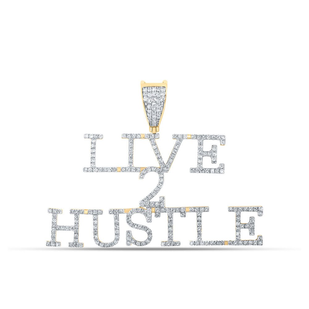 10kt Yellow Gold Men's Diamond Live 2 Hustle Charm Pendant - 1 Cttw | Splendid Jewellery - Splendid Jewellery