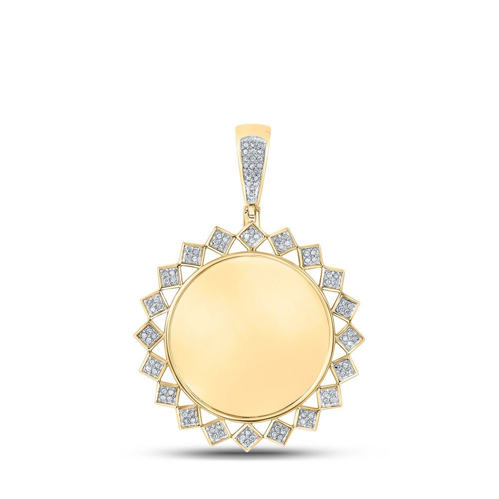 10kt Yellow Gold Men's Diamond Memory Circle Charm Pendant - 1/3 Cttw - Splendid Jewellery - Splendid Jewellery