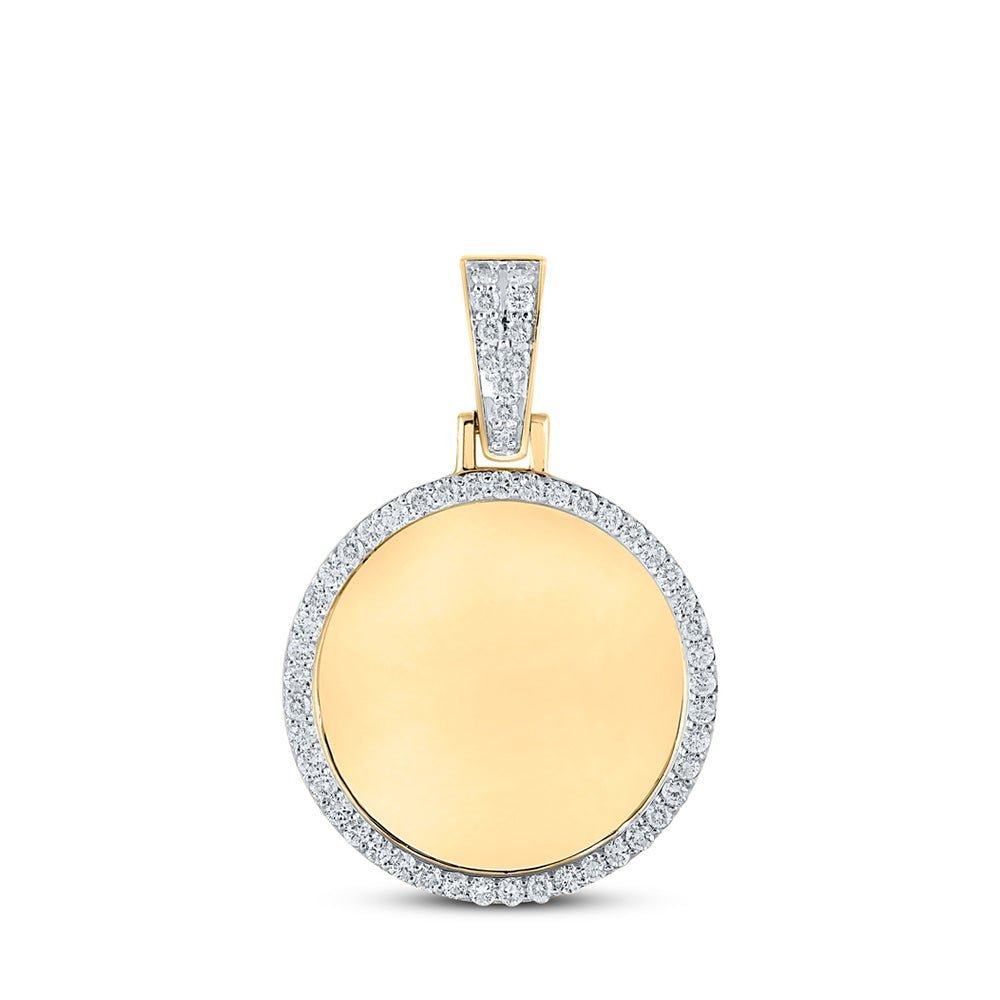 10kt Yellow Gold Men's Diamond Memory Circle Charm Pendant - 2 Cttw - Splendid Jewellery - Splendid Jewellery
