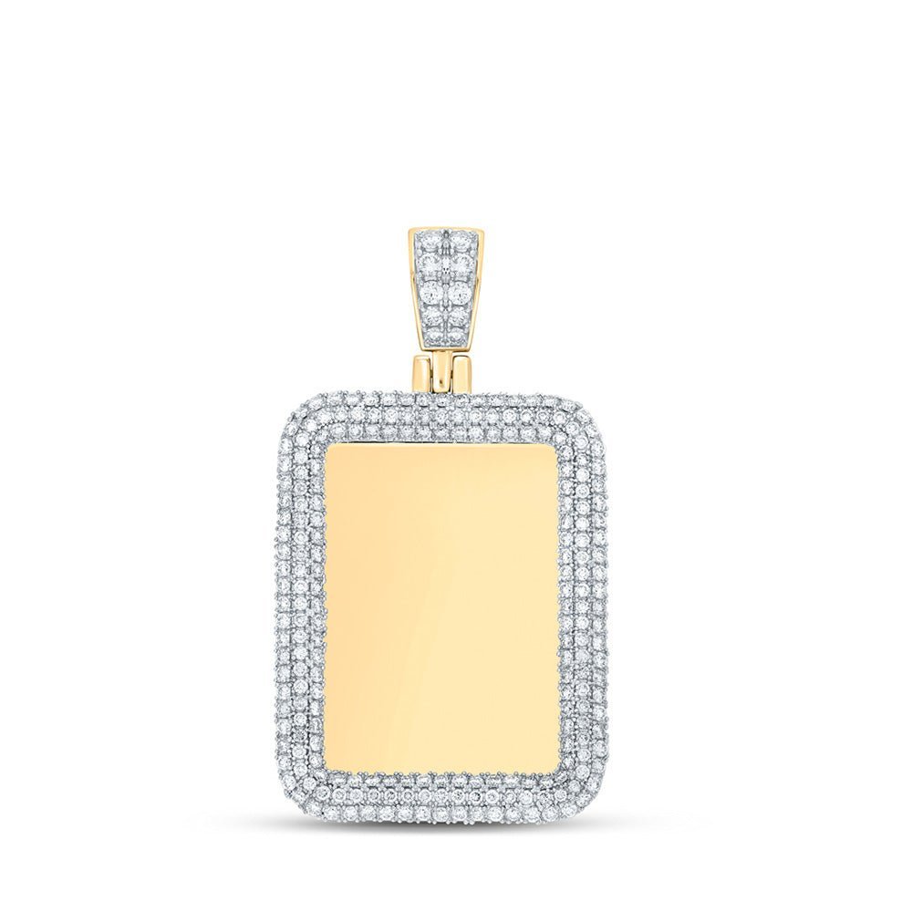 10kt Yellow Gold Men's Diamond Rectangle Memory Charm Pendant - Captivating Brilliance - Splendid Jewellery
