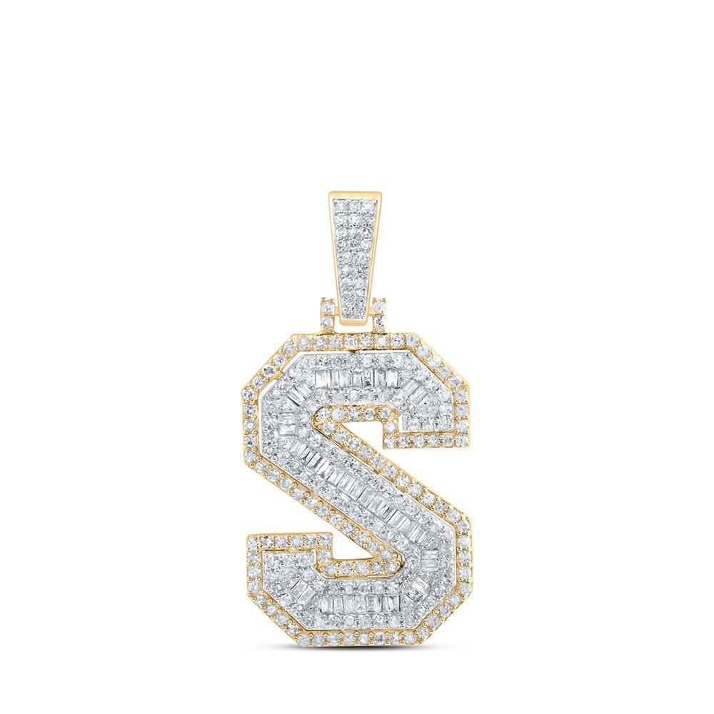 10kt Yellow Gold Men's Diamond S Initial Letter Charm Pendant - 1 Cttw - Splendid Jewellery