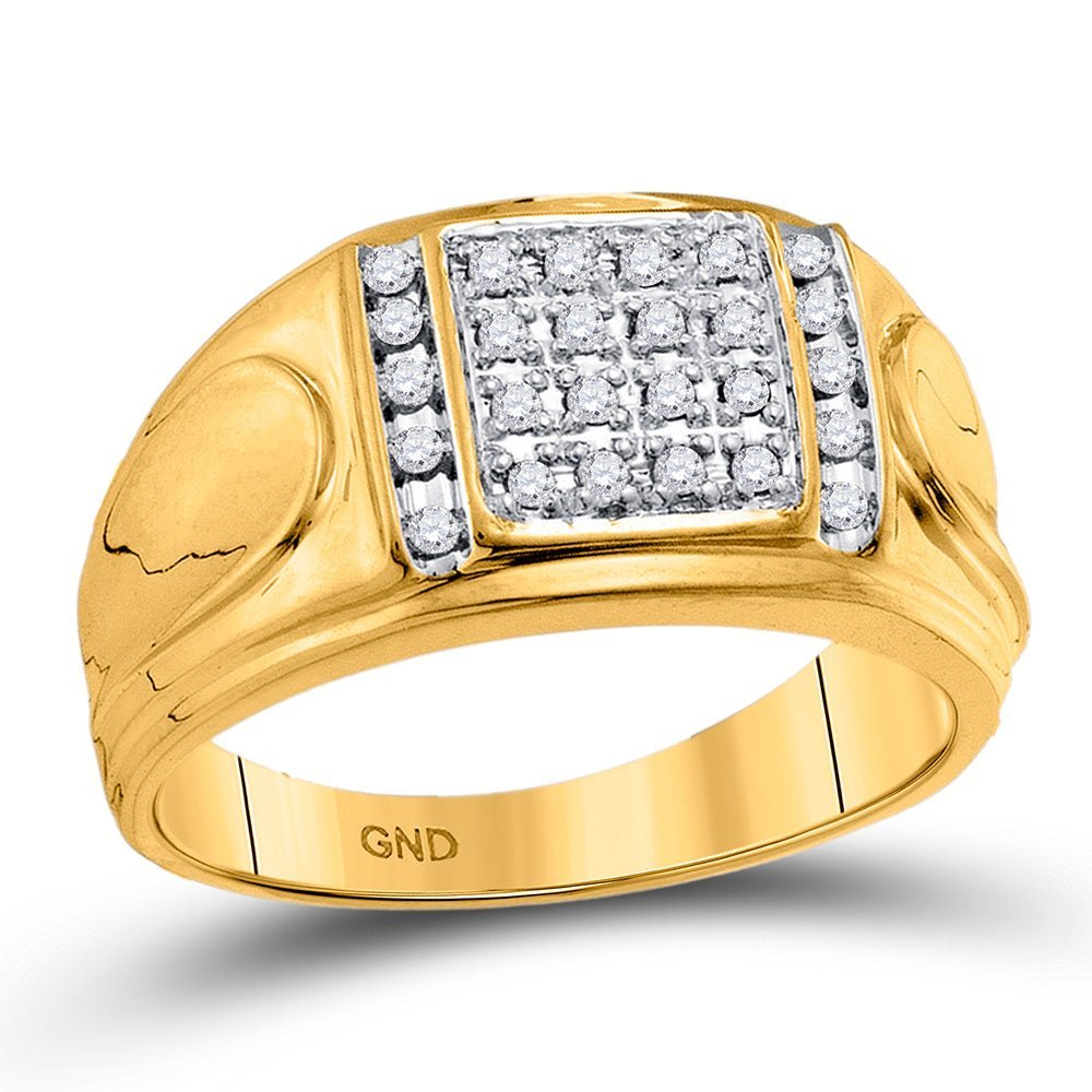 10kt Yellow Gold Men's Diamond Square Cluster Ring - Captivating Brilliance - Splendid Jewellery