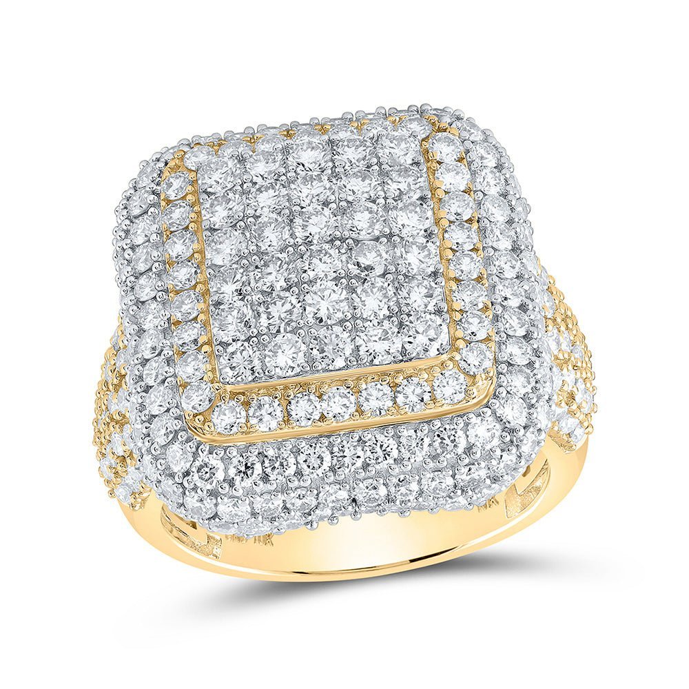 10kt Yellow Gold Mens Diamond Square Ring - Exquisite Brilliance - Splendid Jewellery