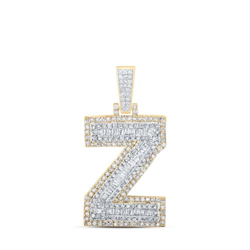 10kt Yellow Gold Men's Diamond Z Initial Letter Charm Pendant - 3/4 Cttw - Splendid Jewellery - Splendid Jewellery