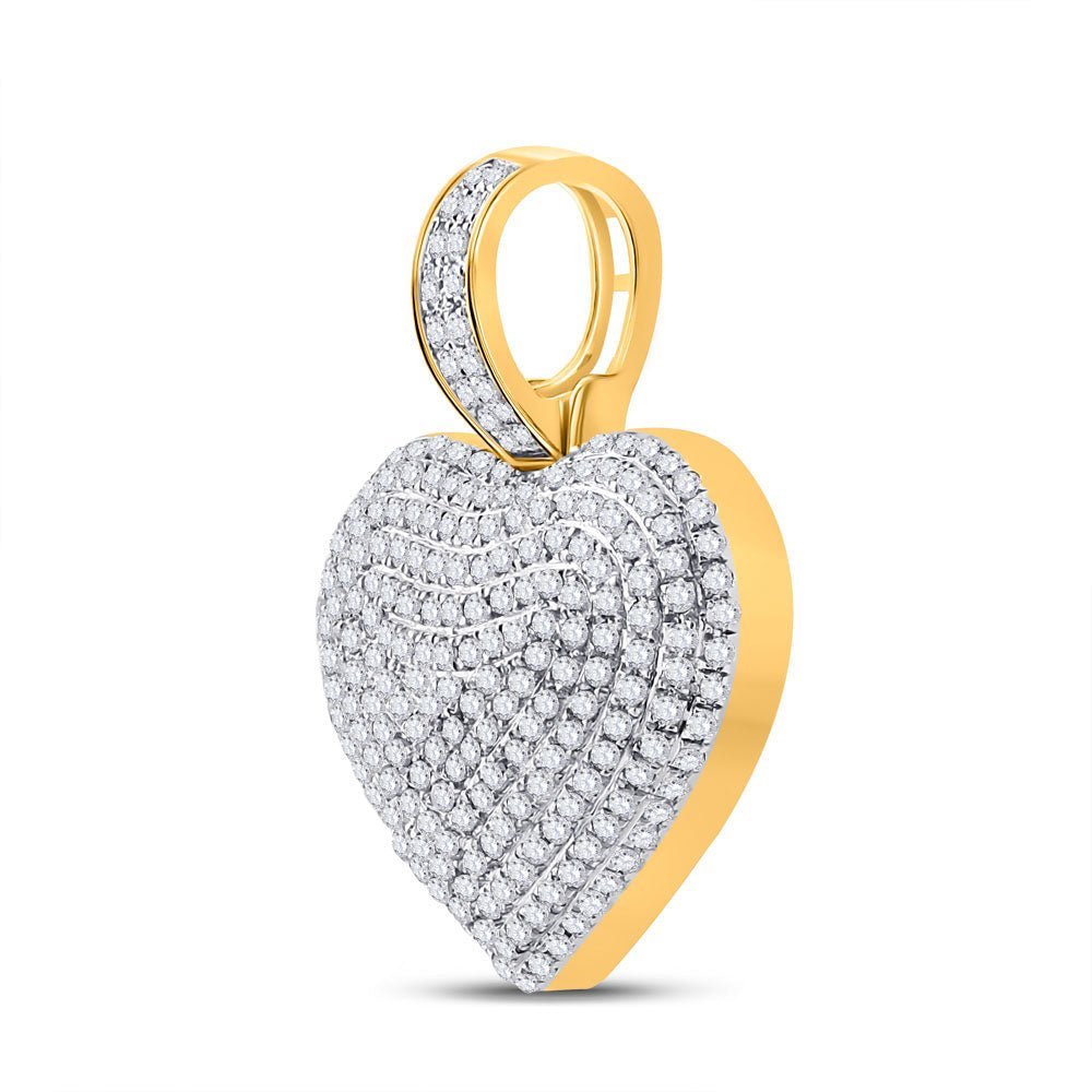 10kt Yellow Gold Men's Heart Diamond Charm Pendant - 3/4 Cttw | Splendid Jewellery - Splendid Jewellery