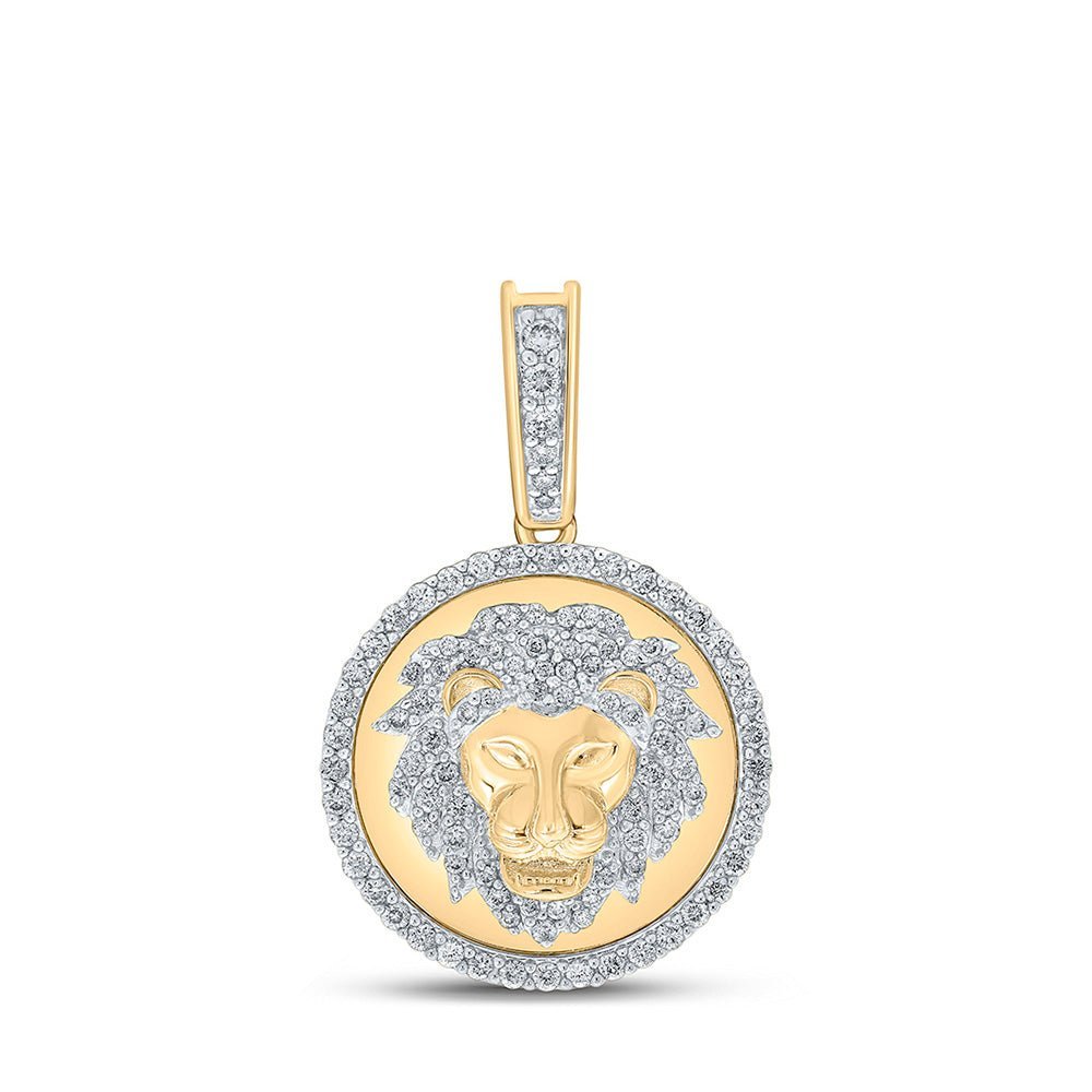 10kt Yellow Gold Men's Lion Face Diamond Charm Pendant - 1/2 Cttw - Splendid Jewellery