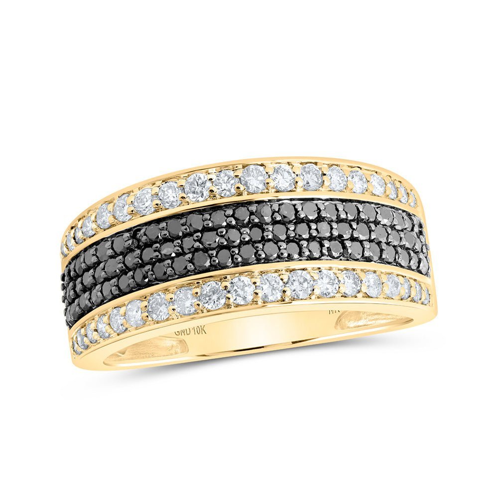 10kt Yellow Gold Men's Round Black Diamond Band Ring 1 - 1/4 Cttw | Splendid Jewellery - Splendid Jewellery
