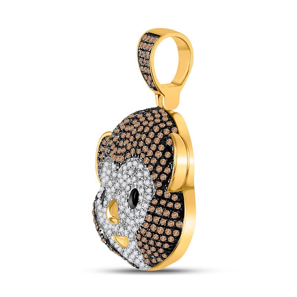 10kt Yellow Gold Men's Round Brown Diamond Monkey Animal Charm Pendant 1 Cttw | Splendid Jewellery - Splendid Jewellery